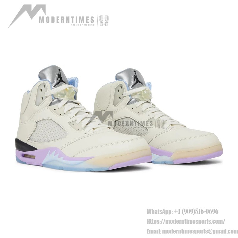 Air Jordan 5 Retro DV4982-175 クリームレザースニーカー パステルアクセントと反射するシュータン付き