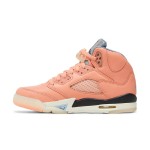 Air Jordan 5 Retro DV4983-641 コーラルピンクのレザースニーカー、リフレクティブシュータン、透明ソール付き