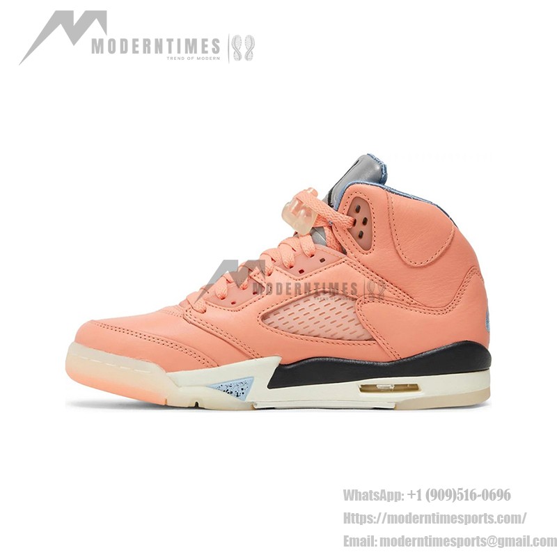 Air Jordan 5 Retro DV4983-641 コーラルピンクのレザースニーカー、リフレクティブシュータン、透明ソール付き