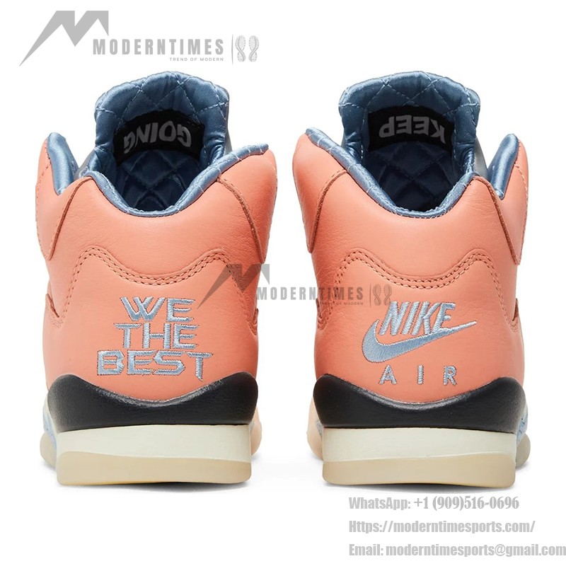 Air Jordan 5 Retro DV4983-641 コーラルピンクのレザースニーカー、リフレクティブシュータン、透明ソール付き
