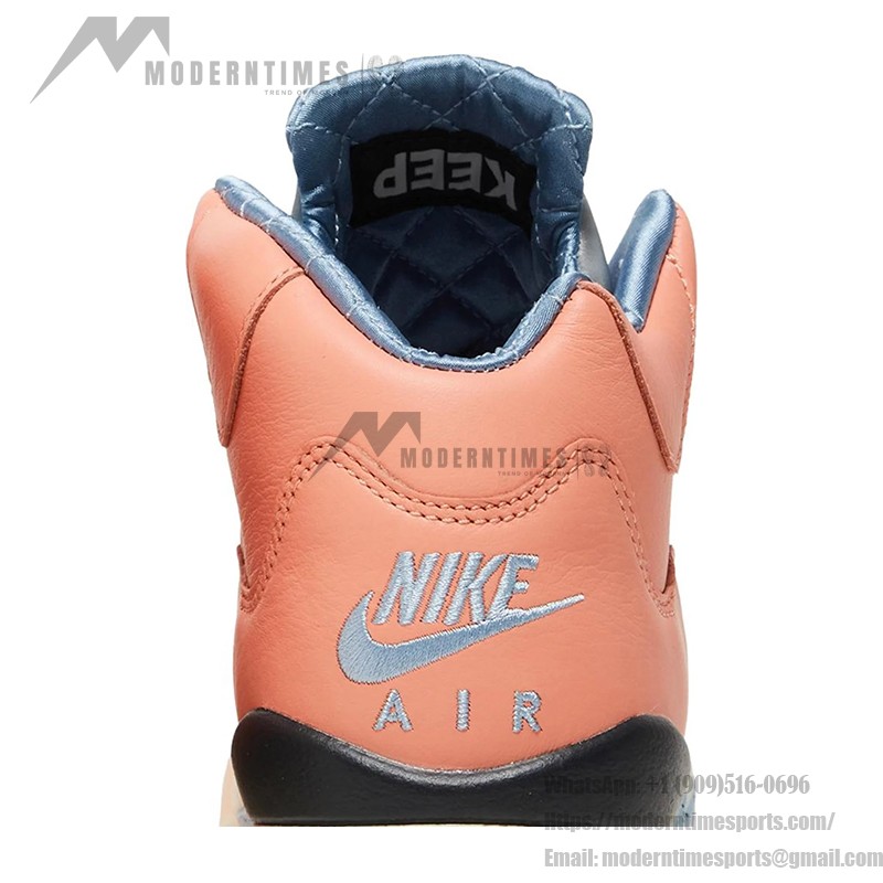 Air Jordan 5 Retro DV4983-641 コーラルピンクのレザースニーカー、リフレクティブシュータン、透明ソール付き