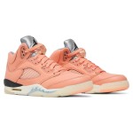 Air Jordan 5 Retro DV4983-641 コーラルピンクのレザースニーカー、リフレクティブシュータン、透明ソール付き