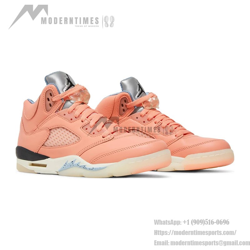 Air Jordan 5 Retro DV4983-641 コーラルピンクのレザースニーカー、リフレクティブシュータン、透明ソール付き