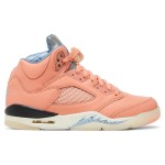 Air Jordan 5 Retro DV4983-641 コーラルピンクのレザースニーカー、リフレクティブシュータン、透明ソール付き