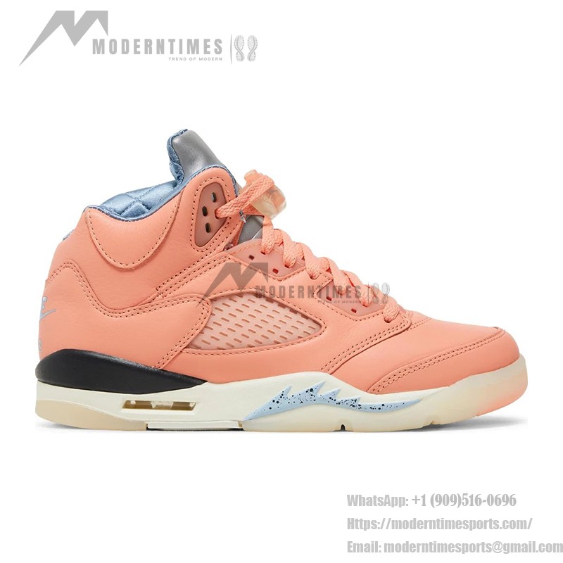 Air Jordan 5 Retro DV4983-641 コーラルピンクのレザースニーカー、リフレクティブシュータン、透明ソール付き