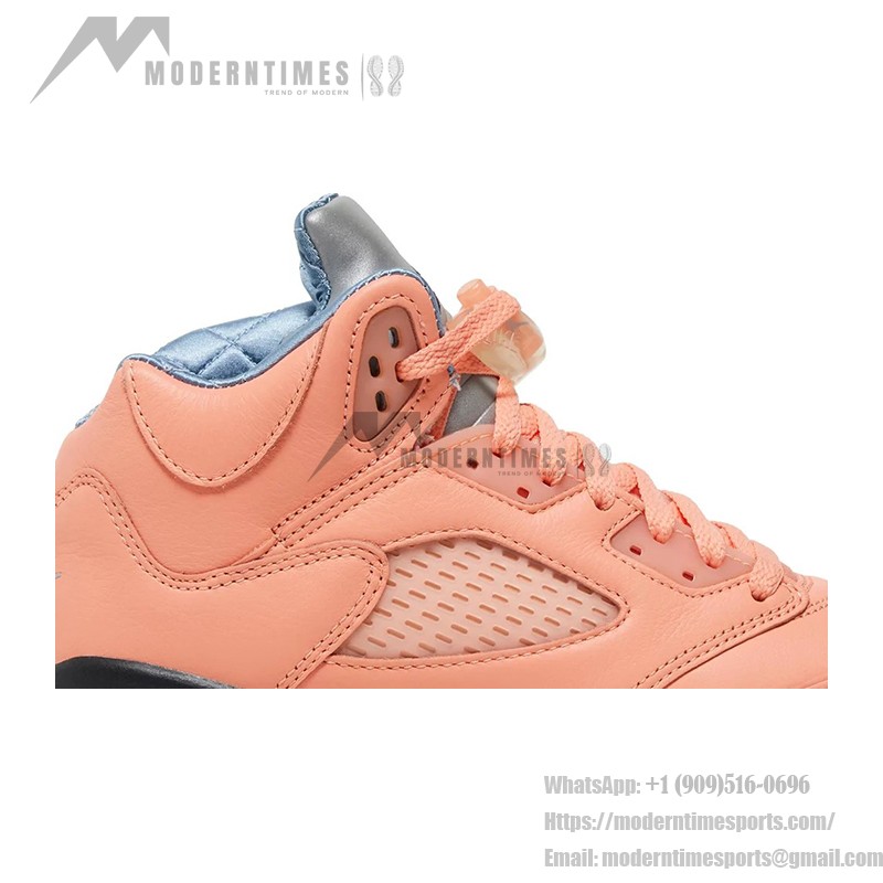 Air Jordan 5 Retro DV4983-641 コーラルピンクのレザースニーカー、リフレクティブシュータン、透明ソール付き