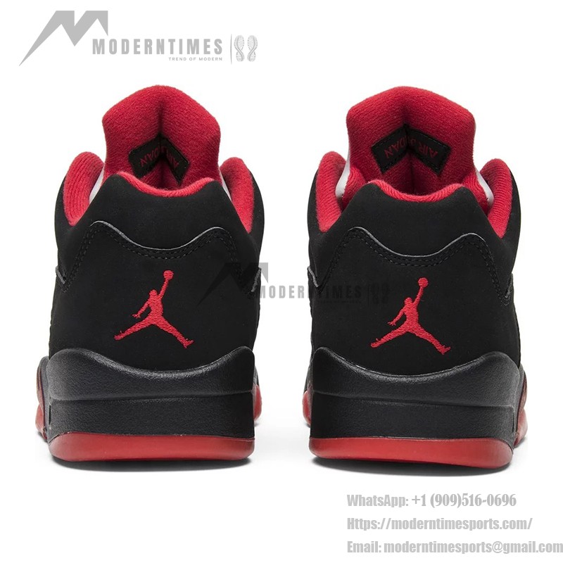 Air Jordan 5 Retro Low 819171-001 ブラックスエードスニーカー、赤のアクセント、反射シュータン付き