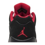 Air Jordan 5 Retro Low 819171-001 ブラックスエードスニーカー、赤のアクセント、反射シュータン付き