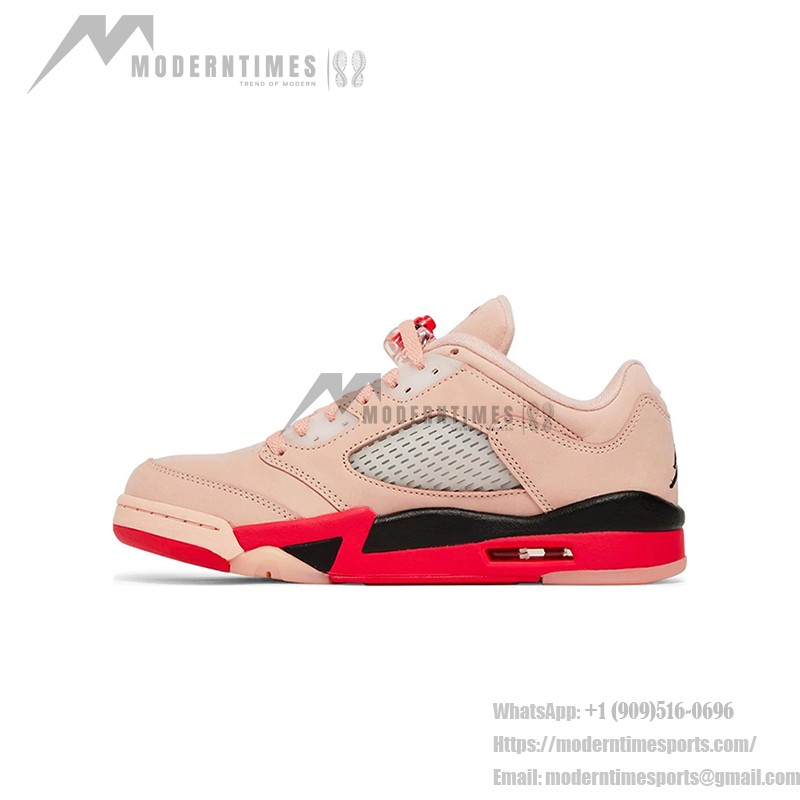 Air Jordan 5 Low DA8016-806 ピンクスエード、赤と黒のアクセント、リフレクティブタン付き