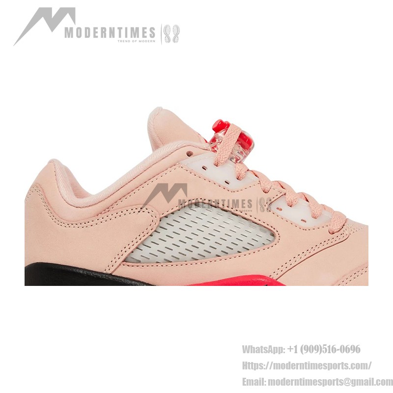 Air Jordan 5 Low DA8016-806 ピンクスエード、赤と黒のアクセント、リフレクティブタン付き