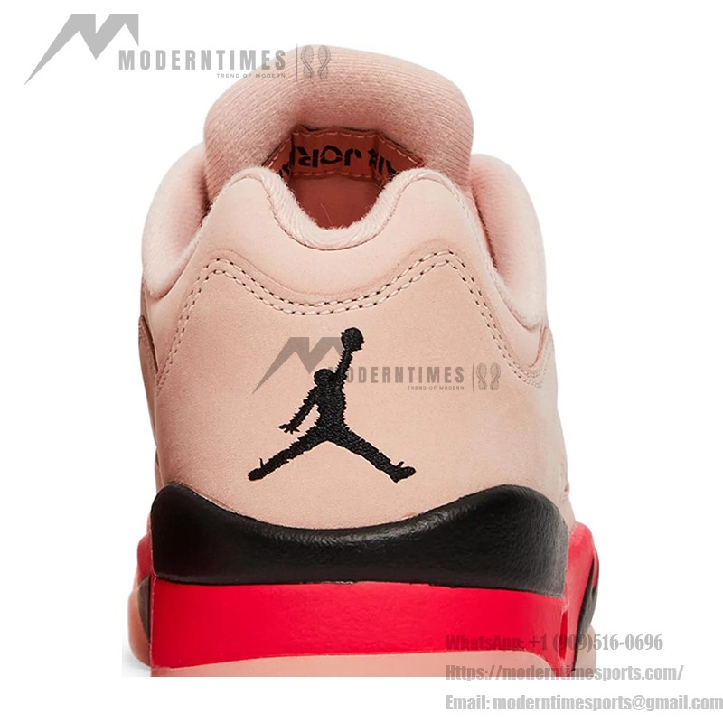 Air Jordan 5 Low DA8016-806 ピンクスエード、赤と黒のアクセント、リフレクティブタン付き