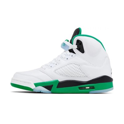 Air Jordan 5 Retro DD9336-103 – グリーンアクセントと反射シュータンを備えたホワイトレザースニーカー