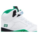 Air Jordan 5 Retro DD9336-103 白いレザースニーカー グリーンのアクセントと反射舌付き