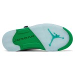 Air Jordan 5 Retro DD9336-103 白いレザースニーカー グリーンのアクセントと反射舌付き