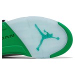 Air Jordan 5 Retro DD9336-103 白いレザースニーカー グリーンのアクセントと反射舌付き