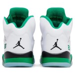 Air Jordan 5 Retro DD9336-103 白いレザースニーカー グリーンのアクセントと反射舌付き