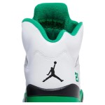 Air Jordan 5 Retro DD9336-103 白いレザースニーカー グリーンのアクセントと反射舌付き