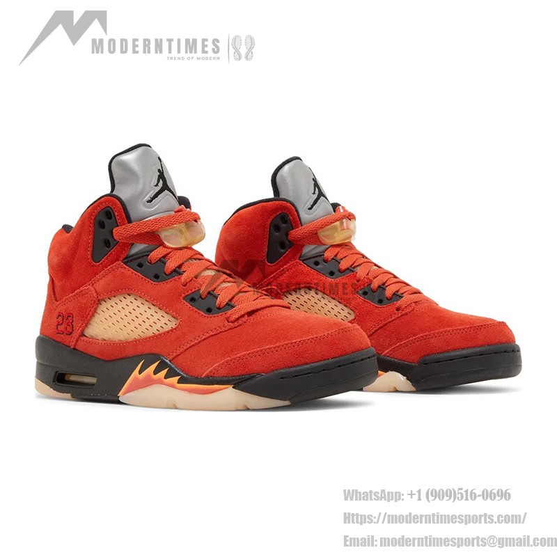 Air Jordan 5 Retro DD9336-800 オレンジスエードスニーカー 黒いディテール 反射性シュータン
