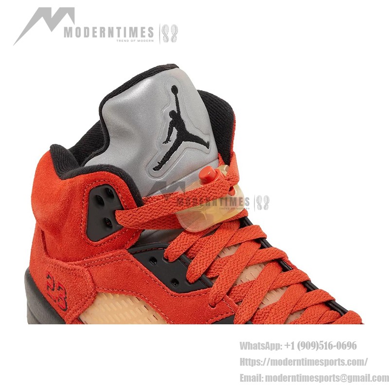 Air Jordan 5 Retro DD9336-800 オレンジスエードスニーカー 黒いディテール 反射性シュータン