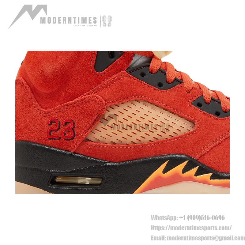 Air Jordan 5 Retro DD9336-800 オレンジスエードスニーカー 黒いディテール 反射性シュータン