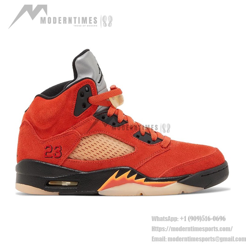 Air Jordan 5 Retro DD9336-800 オレンジスエードスニーカー 黒いディテール 反射性シュータン
