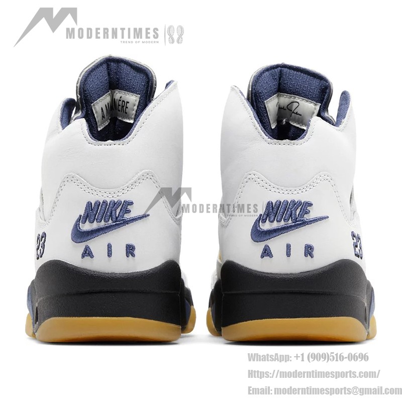 Air Jordan 5 Retro FZ5758-004 白いレザー、ベージュメッシュ、ブルーアクセント付き
