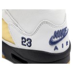 Air Jordan 5 Retro FZ5758-004 白いレザー、ベージュメッシュ、ブルーアクセント付き