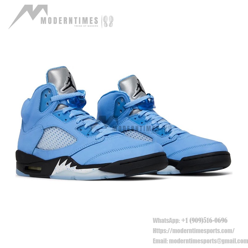 Air Jordan 5 Retro DV1310-401 ブルースエードのリフレクティブタンと半透明ソール付きスニーカー