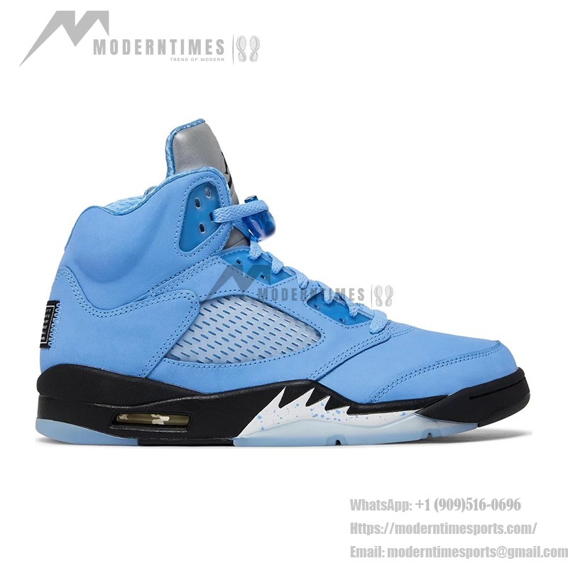 Air Jordan 5 Retro DV1310-401 ブルースエードのリフレクティブタンと半透明ソール付きスニーカー