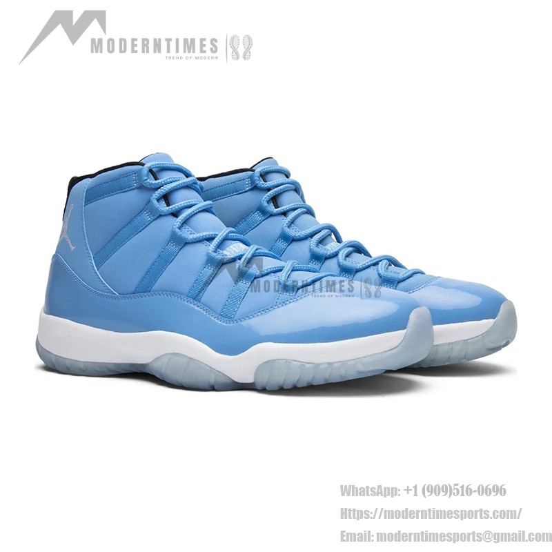 Air Jordan 11 Retro University Blue 717602-900 - パテントレザー仕上げのブルーとホワイトのスニーカー