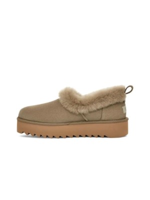 UGG レディース プラットフォームモカシン 1166733 - 冬の快適さを提供するベージュシープスキン折り返しカラー付き