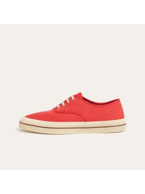 Loro Piana Nantucket Walk Sneaker FAR1445 R354 Red Tango – Premium Vintage Inspired Canvas Sneakers for Men & Women | Luxury Italian Lifestyle Shoes