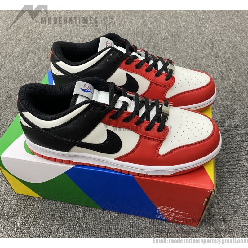 NBA x Nike Dunk Low EMB “Chicago” Basketball Shoes - Premium Red-Black Design