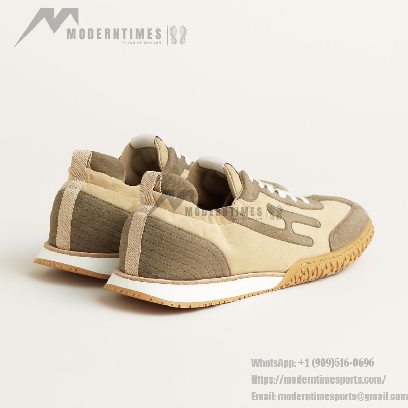 HERMES Jet Sneakers Beige Lin Vert Toundra luxury low-top designer shoes