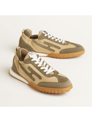 HERMES Jet Sneakers H242925ZH5K410 Beige Lin Vert Toundra – Luxury Designer Low-Top Sneakers