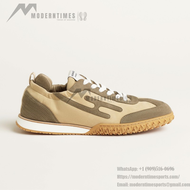 HERMES Jet Sneakers Beige Lin Vert Toundra luxury low-top designer shoes
