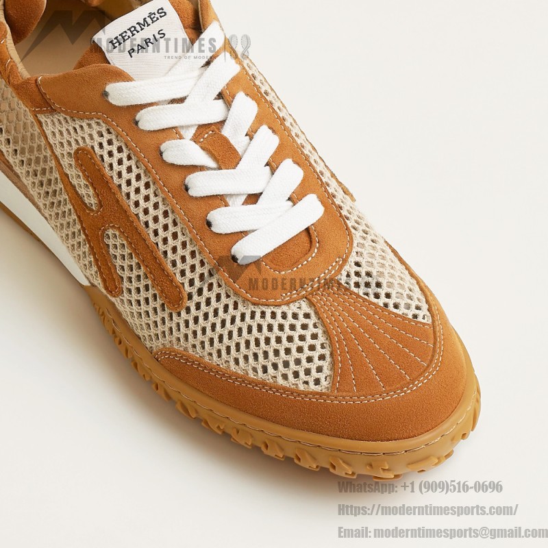 HERMES Jet Sneakers H251134Zv5K340 Beige Lin Naturel luxury mesh sneakers side view