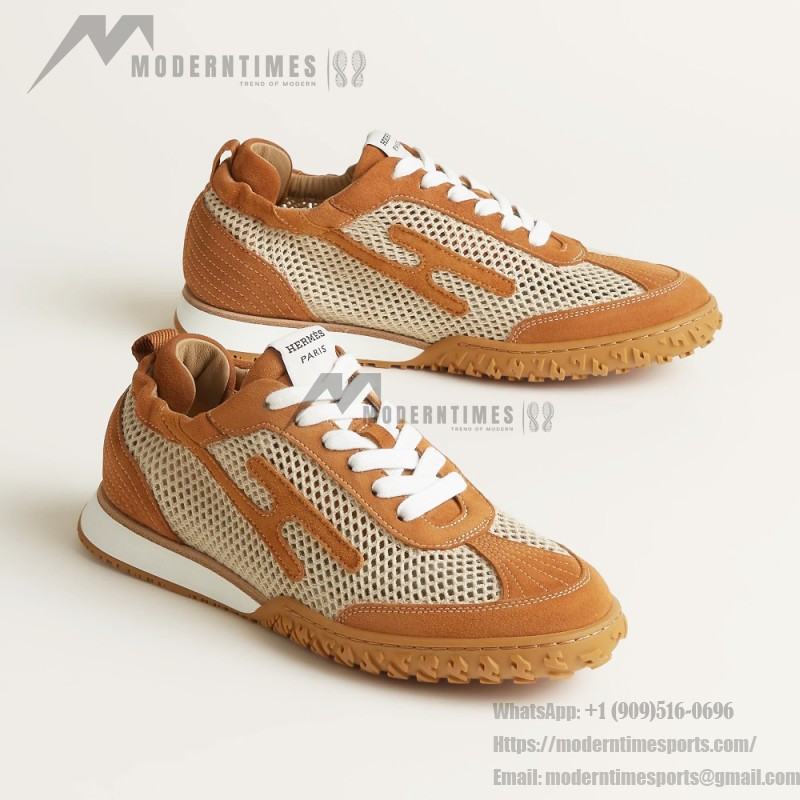 HERMES Jet Sneakers H251134Zv5K340 Beige Lin Naturel luxury mesh sneakers side view