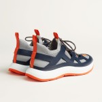 HERMES Katana men’s luxury sneakers grey navy side view