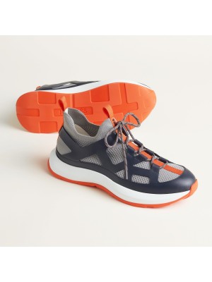 HERMES Katana Sneakers H251981ZH68400 Gris Silex Marine – Men’s Luxury Grey & Navy Sport Sneakers