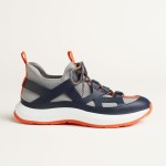HERMES Katana men’s luxury sneakers grey navy side view