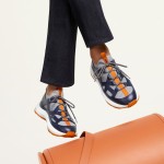 HERMES Katana men’s luxury sneakers grey navy side view