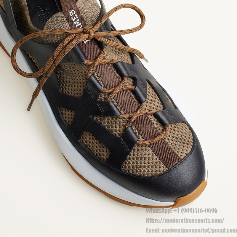 HERMES Katana Sneakers H251981ZHX3420 Étoupe Noir men luxury sport sneakers side view