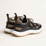 HERMES Katana Sneakers H251981ZHX3420 Étoupe Noir men luxury sport sneakers side view