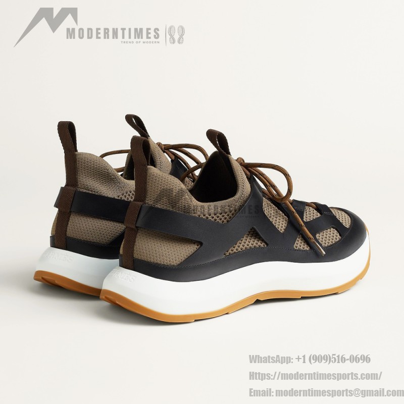 HERMES Katana Sneakers H251981ZHX3420 Étoupe Noir men luxury sport sneakers side view