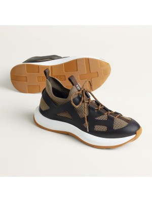 HERMES Katana Sneakers H251981ZHX3420 Étoupe Noir – Men’s Luxury Designer Sport Sneakers