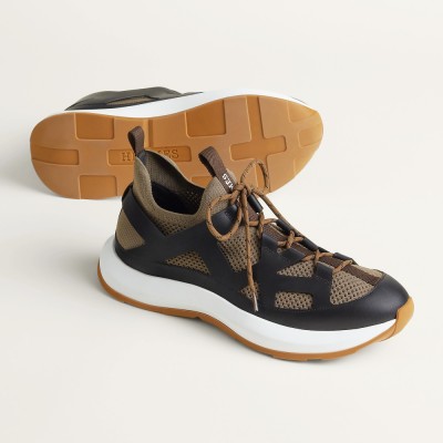 HERMES Katana Sneakers H251981ZHX3420 Étoupe Noir – Men’s Luxury Designer Sport Sneakers