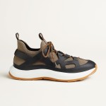 HERMES Katana Sneakers H251981ZHX3420 Étoupe Noir men luxury sport sneakers side view