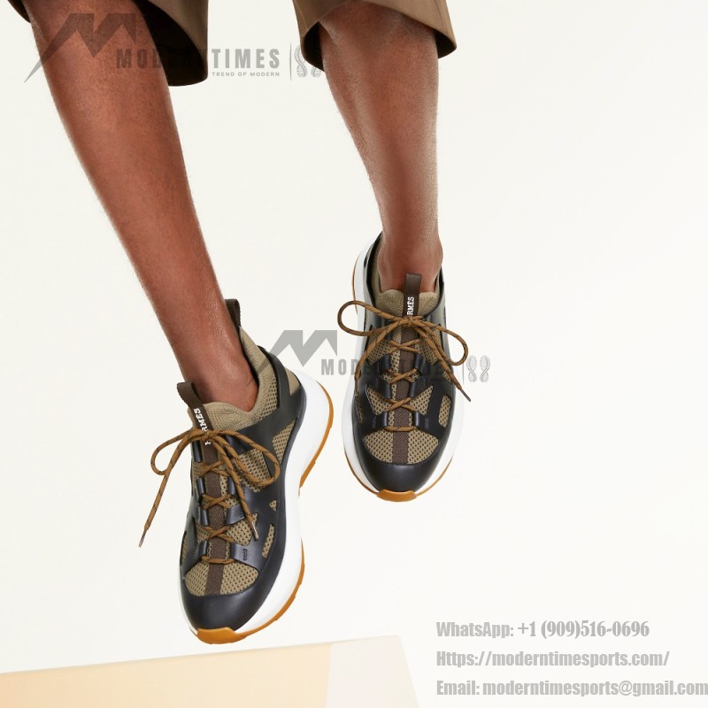 HERMES Katana Sneakers H251981ZHX3420 Étoupe Noir men luxury sport sneakers side view