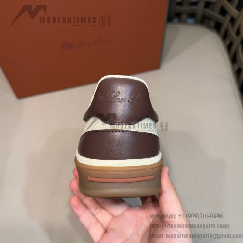Loro Piana Tennis Walk Sneaker Chocolate Brown quiet luxury low top casual shoes for men with gum sole